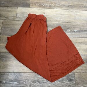 Studio Ko Cropped Rust Wide-Leg Pants with side Slits Sz L